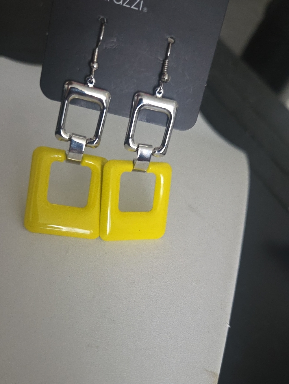 Paparazzi Yellow Square Dangle Earrings NWT